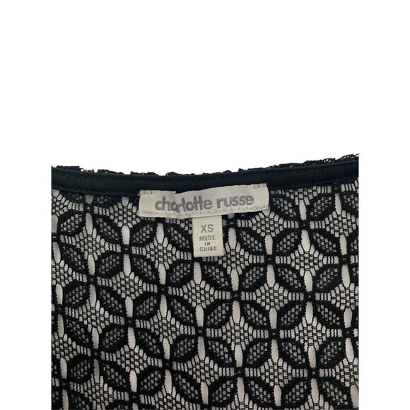 Charlotte Russe Womens Off-Shoulder Black Floral Dress With Lace Yoke Size XS - Picture 8 of 10